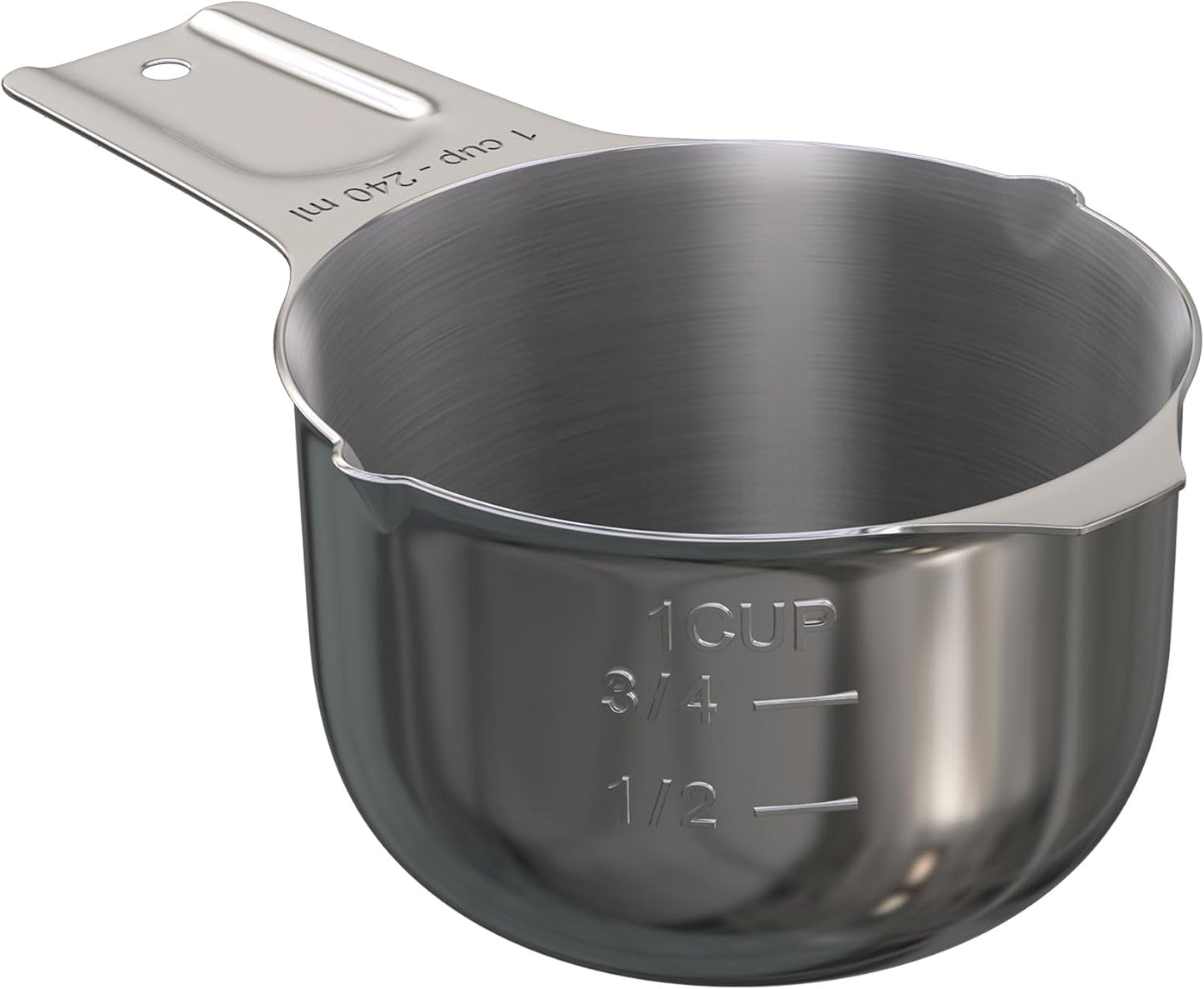 Color Up 1 Cup Measuring Cup (240 ml) – Premium Chrome Stainless Steel, Accurate for Wet & Dry