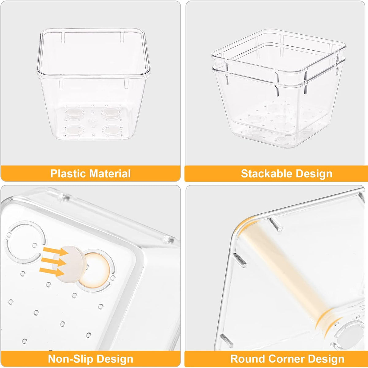 SMARTAKE 28 Piece Drawer Organizers with Non-Slip Silicone Pads, 4-Size Desk Drawer Organizer Trays