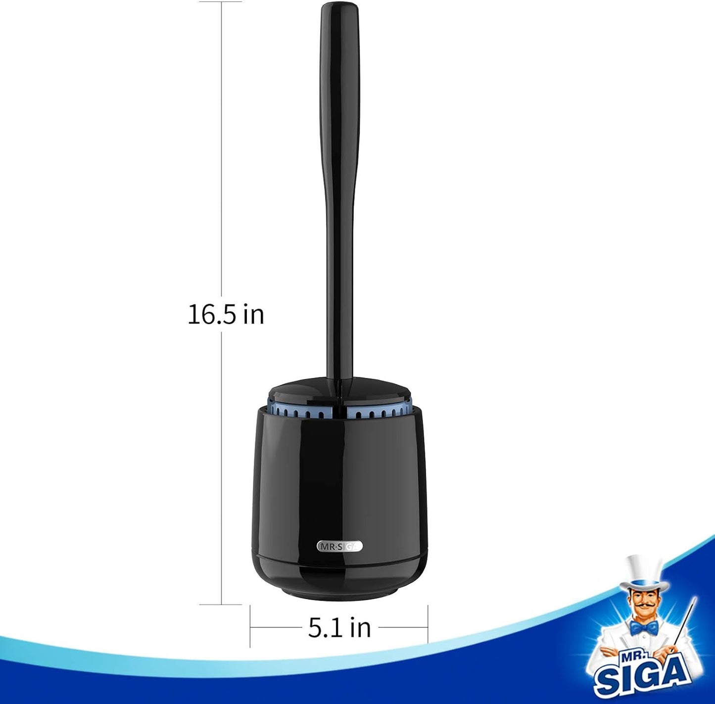 MR.SIGA Toilet Bowl Brush and Holder, Premium Quality, with Solid Handle and Durable Bristles for