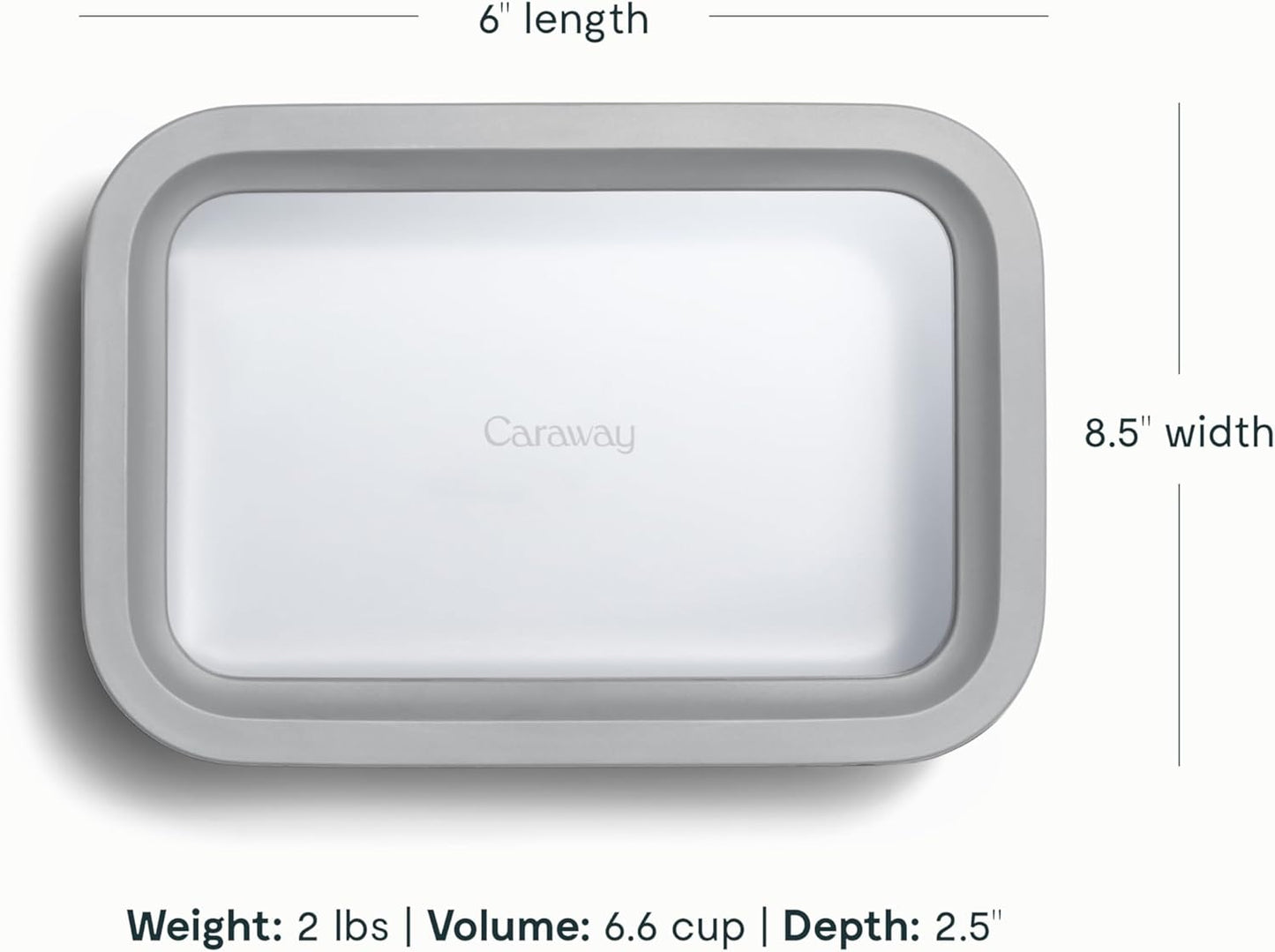 Caraway 2pc Glass Food Storage Set - 6.6 Cup Food Containers (2) - Ceramic Coated - Non Toxic, Non