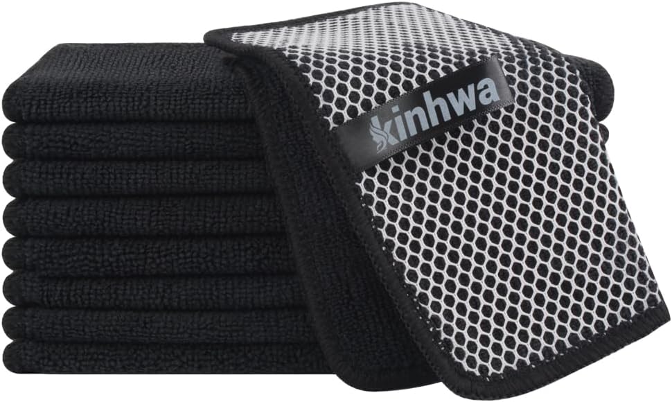 KinHwa Kitchen Washcloths for Dishes Absorbent Microfiber Dish Cloths Quick Dry Dish Rags with Poly