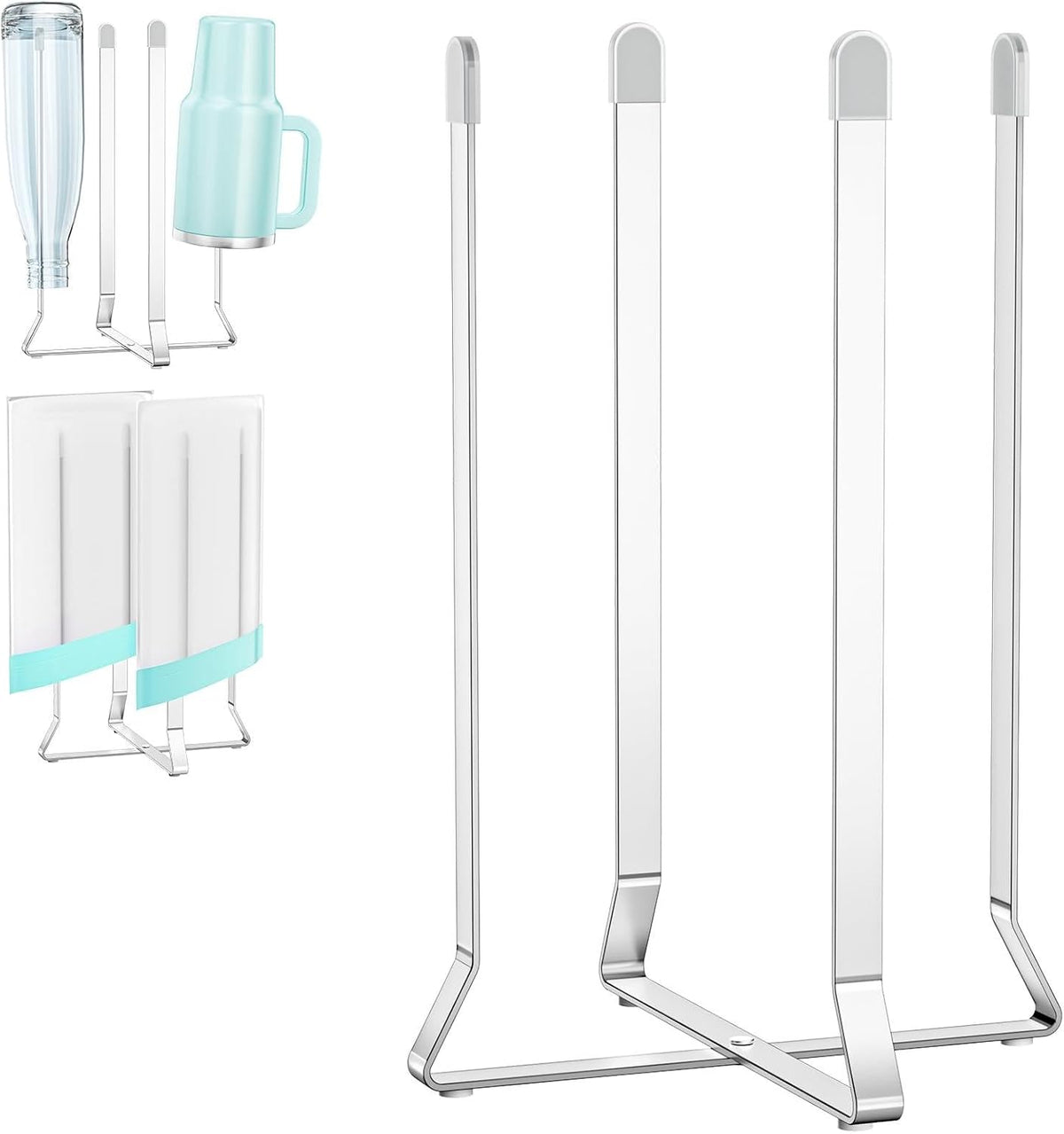 Bottle Drying Rack Reusable Drying Holder for Bottles Stainless Steel Foldable Water Bottle Dryer