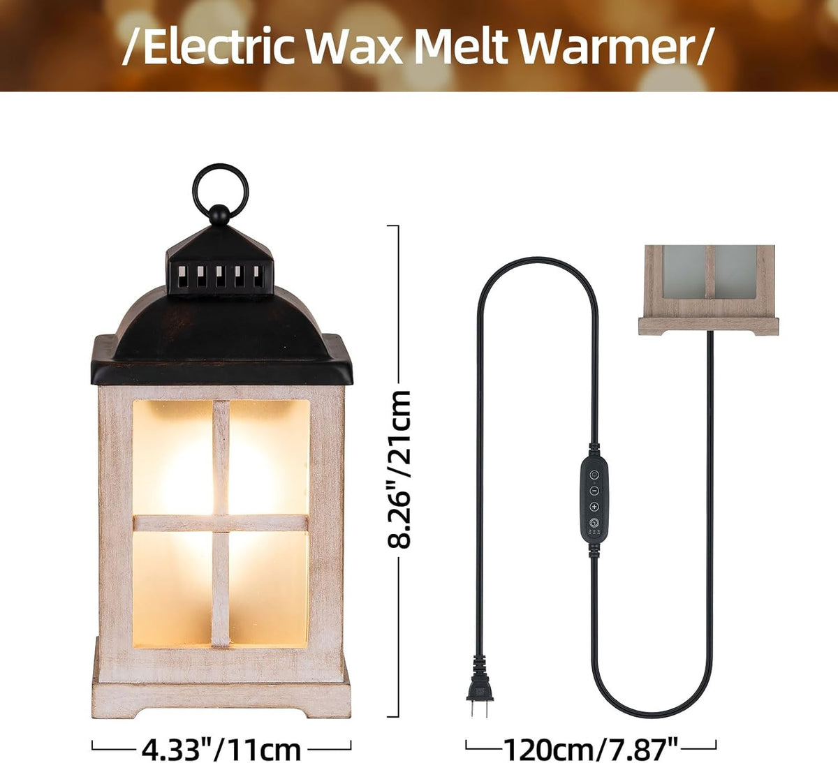 Wax Melt Warmer with Timer: Farmhouse Lantern Candle Warmer Electric Tart Burner with Lid for