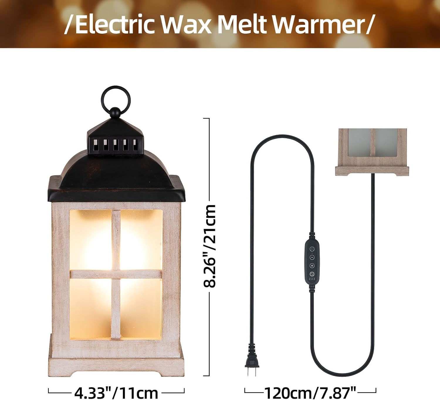 Wax Melt Warmer with Timer: Farmhouse Lantern Candle Warmer Electric Tart Burner with Lid for