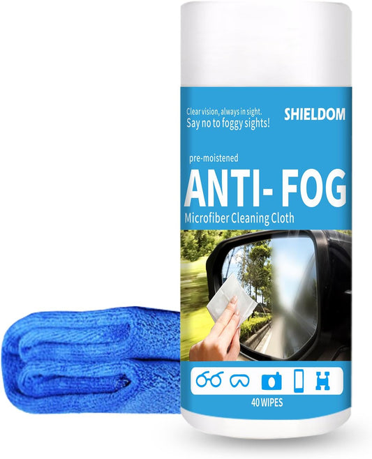 Glass Anti-Fog Wipes Pre-moistened Defogger to Prevent Fogging on Bathroom Mirror, Shower Door, Car