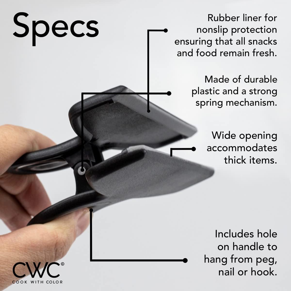 COOK WITH COLOR Bag Clips - Heavy Duty Chip Clip and Refrigerator Magnet Clips for Food Storage
