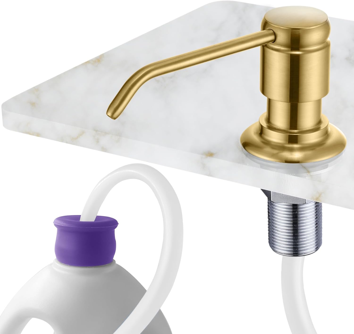 Gagal Kitchen Sink Soap Dispenser (Brushed Gold) and Extension Tube Kit for Kitchen Sink, Complete