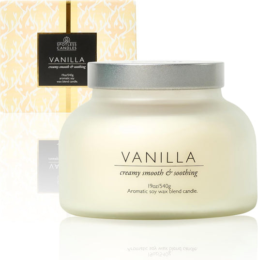 Volcano Vanilla Candle 19oz:- with a Crackling Wooden Wick in Large 4" x 5" Large Elegant White