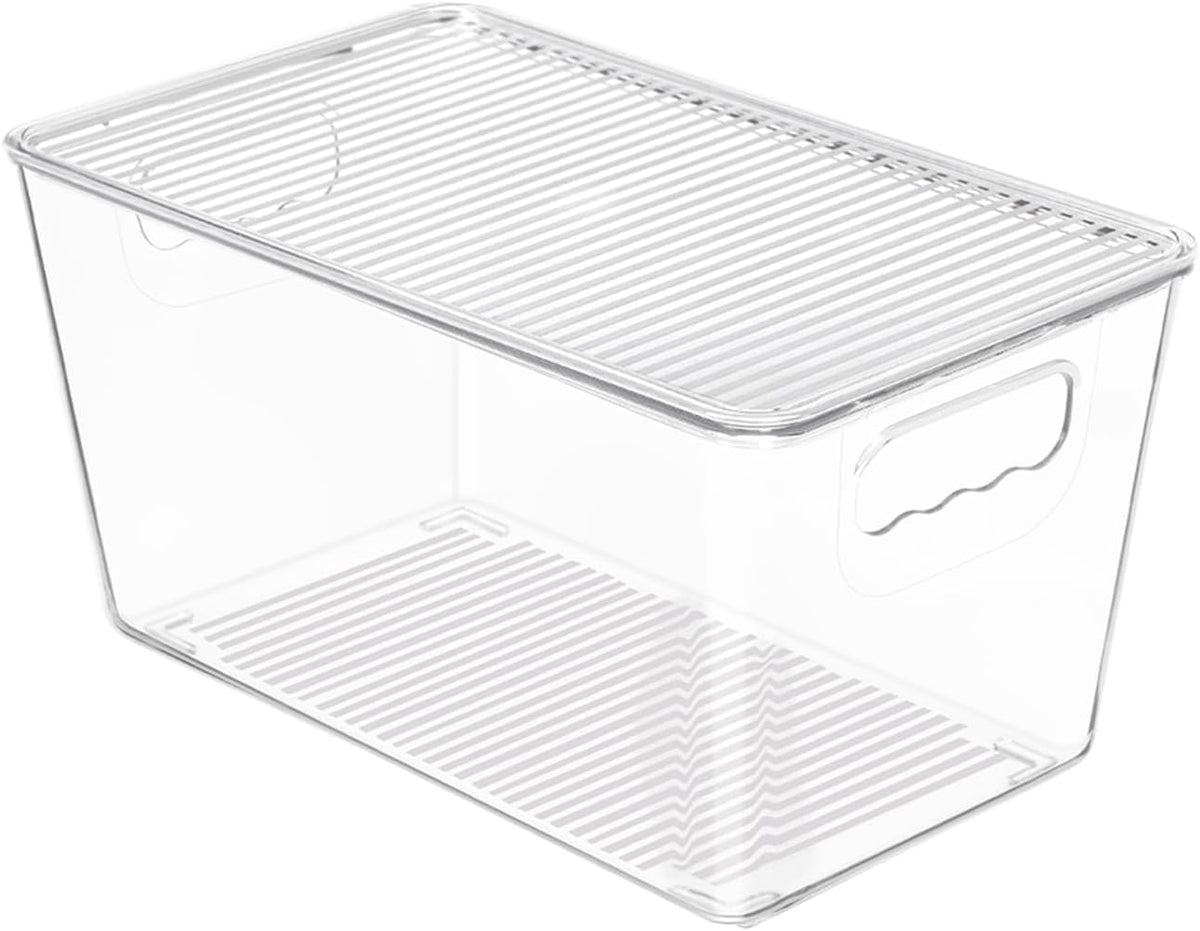 Vtopmart 1 Pack Clear Stackable Storage Bins with Lids, Medium Plastic Containers with Handle for