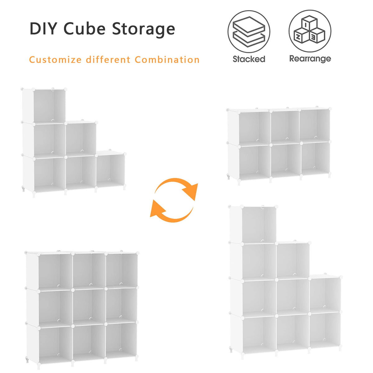 AWTATOS Closet Organizers and Storage, 6 Cube Storage Organizer, White