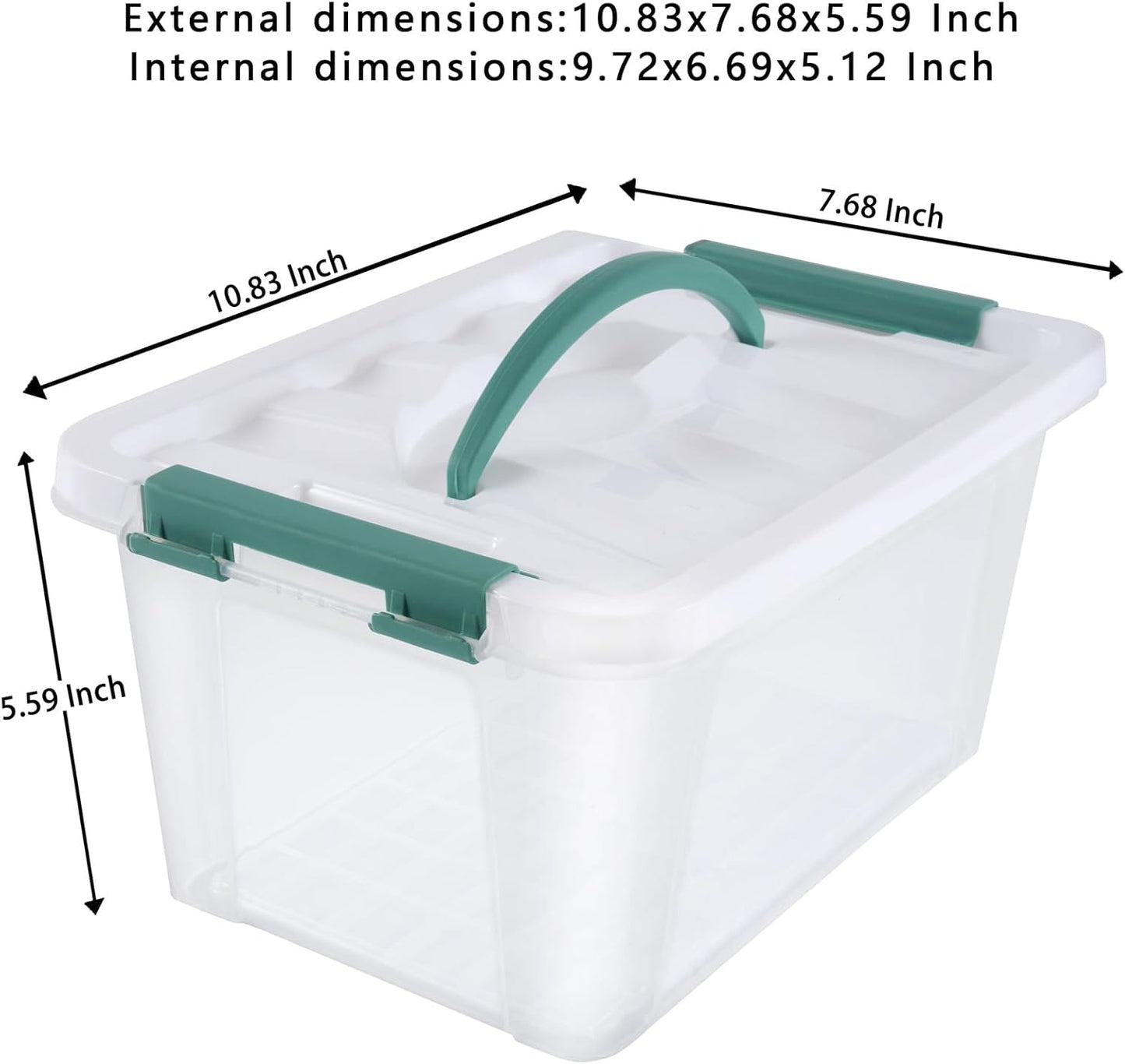 6 Quart Plastic Stackable Storage Latch Bins,Clear Latching Box with Handle and Lid,Pack of 6