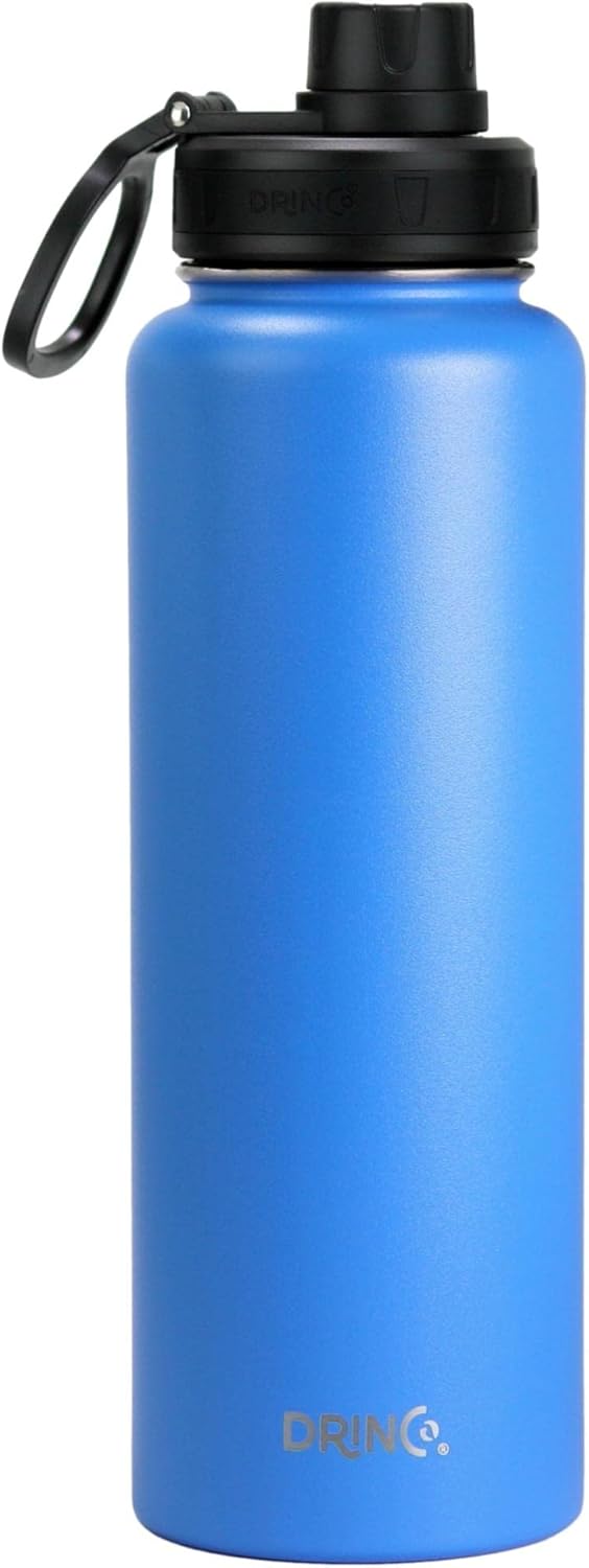 DRINCO Stainless Steel Water Bottle Spout Lid Vacuum Insulated Double Wall Water Bottle Wide Mouth