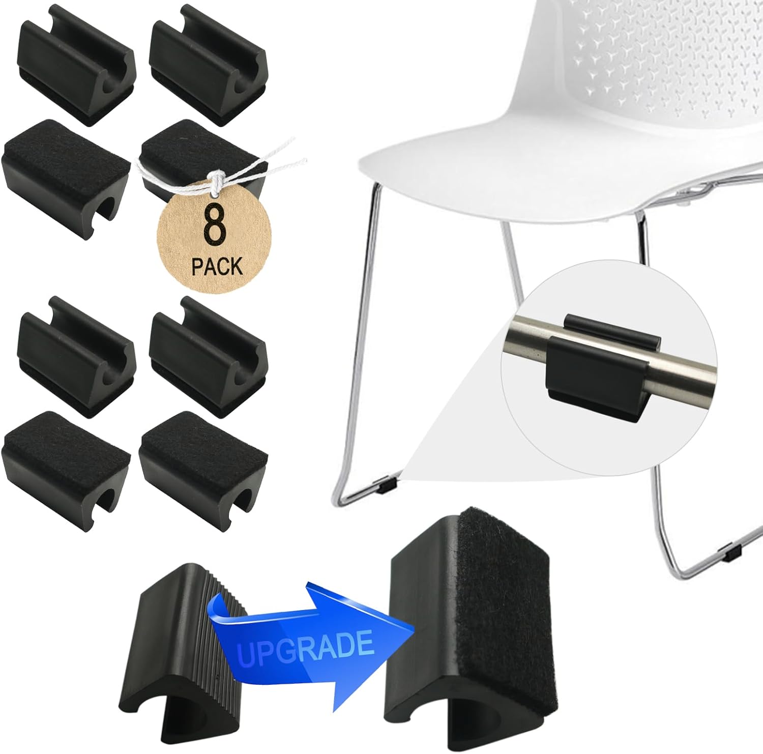 Rectangle U Shaped Chair Leg Tips Cap with Felt Pads,Furniture Feet Protectors Slide Smoothly