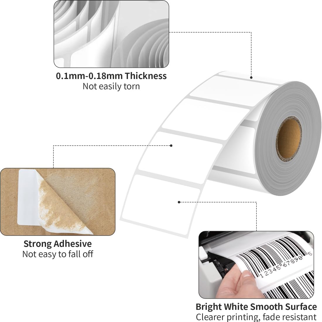2.25 x 1.25 Thermal Labels, Printable Blank Label Stickers 6000 Label Papers for Barcode Labels