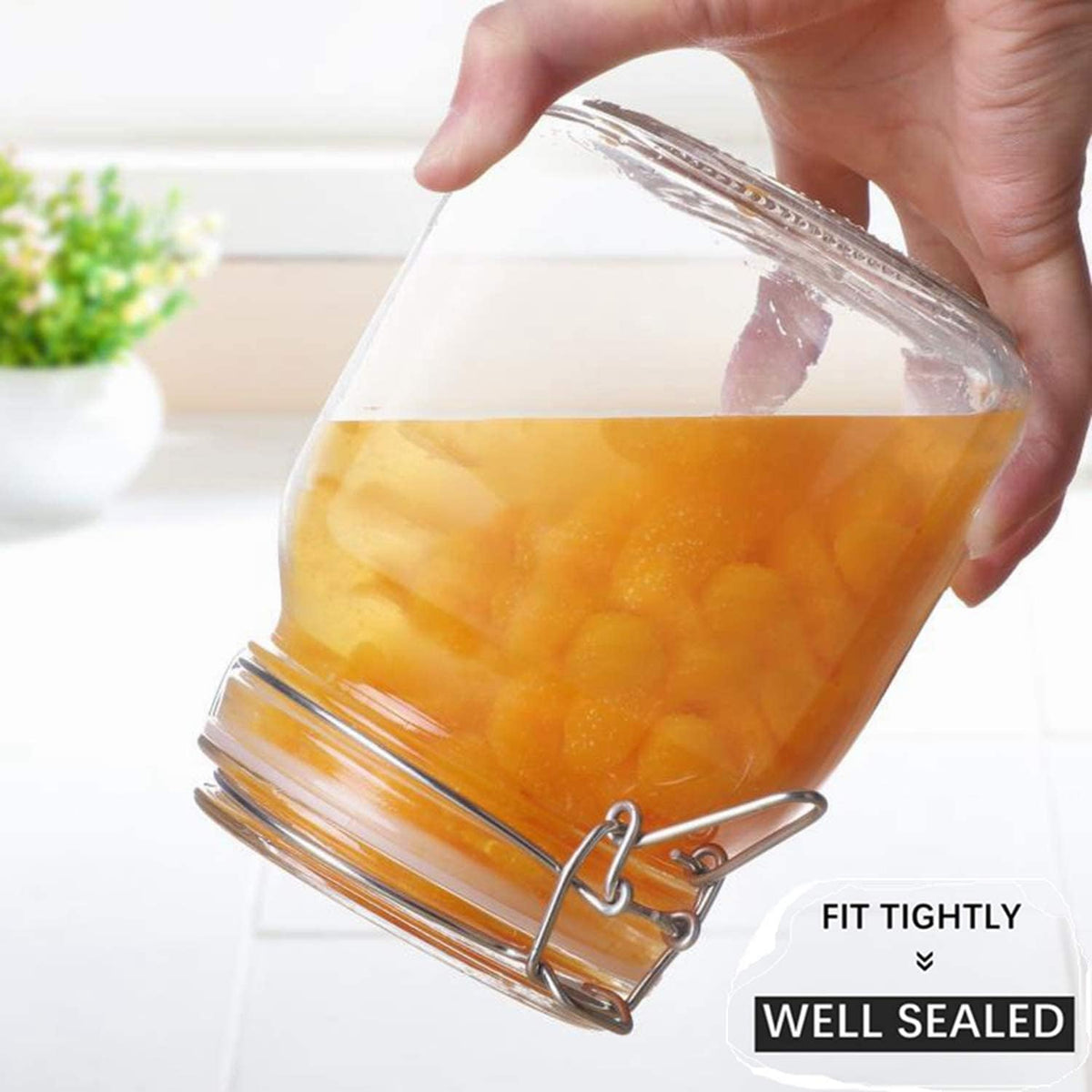 ComSaf Airtight Glass Canister Set of 3 with Lids 34oz Food Storage Jar Square - Storage Container