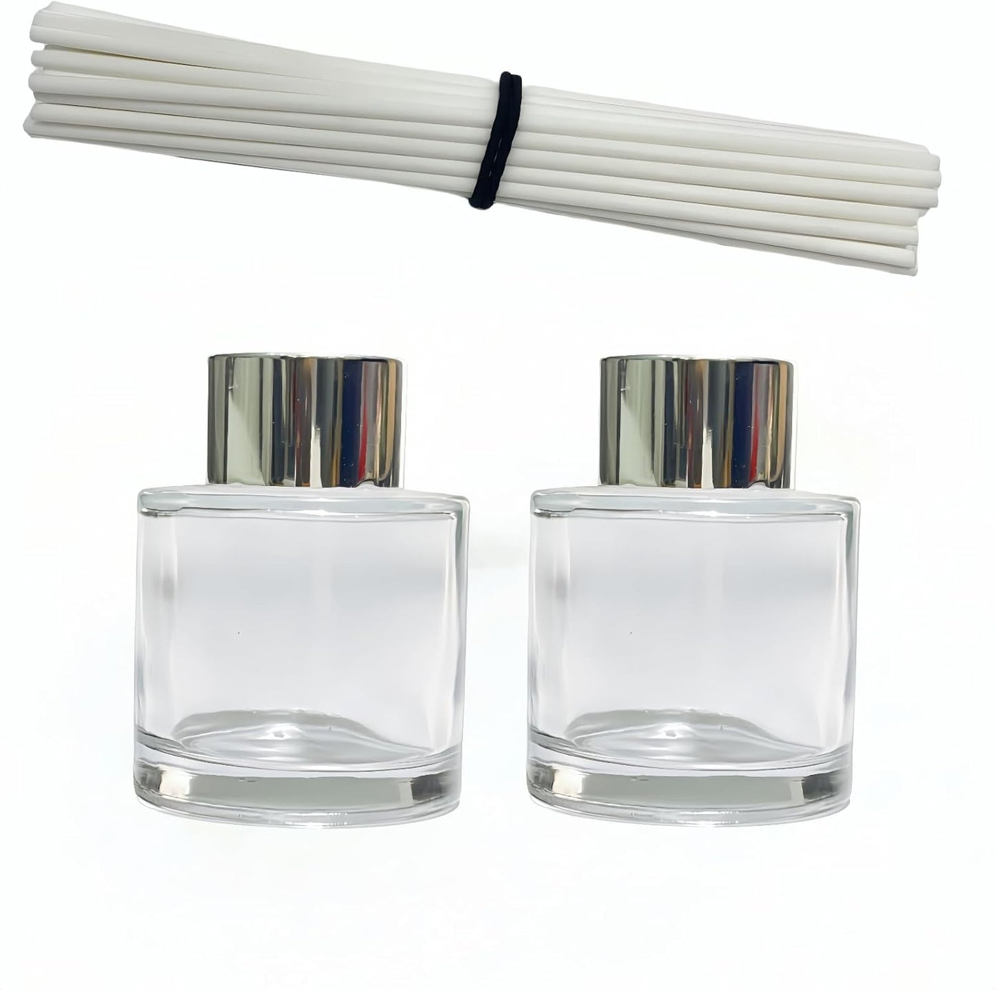 2 PCS Reed Diffuser Bottles Empty, 10Pcs Reed Diffuser Stick, Diffuser Bottle Capacity 50ml (1.7oz)