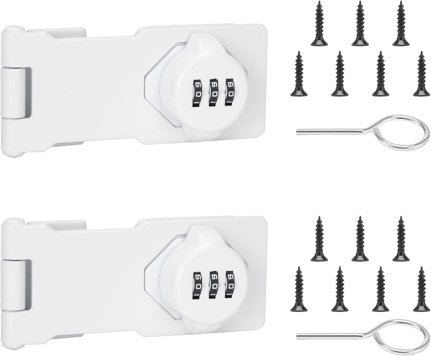 Keyless Cabinet Lock with Combination Code - 3-Digit Password Hasp Latch Lock for Drawers, Bifold