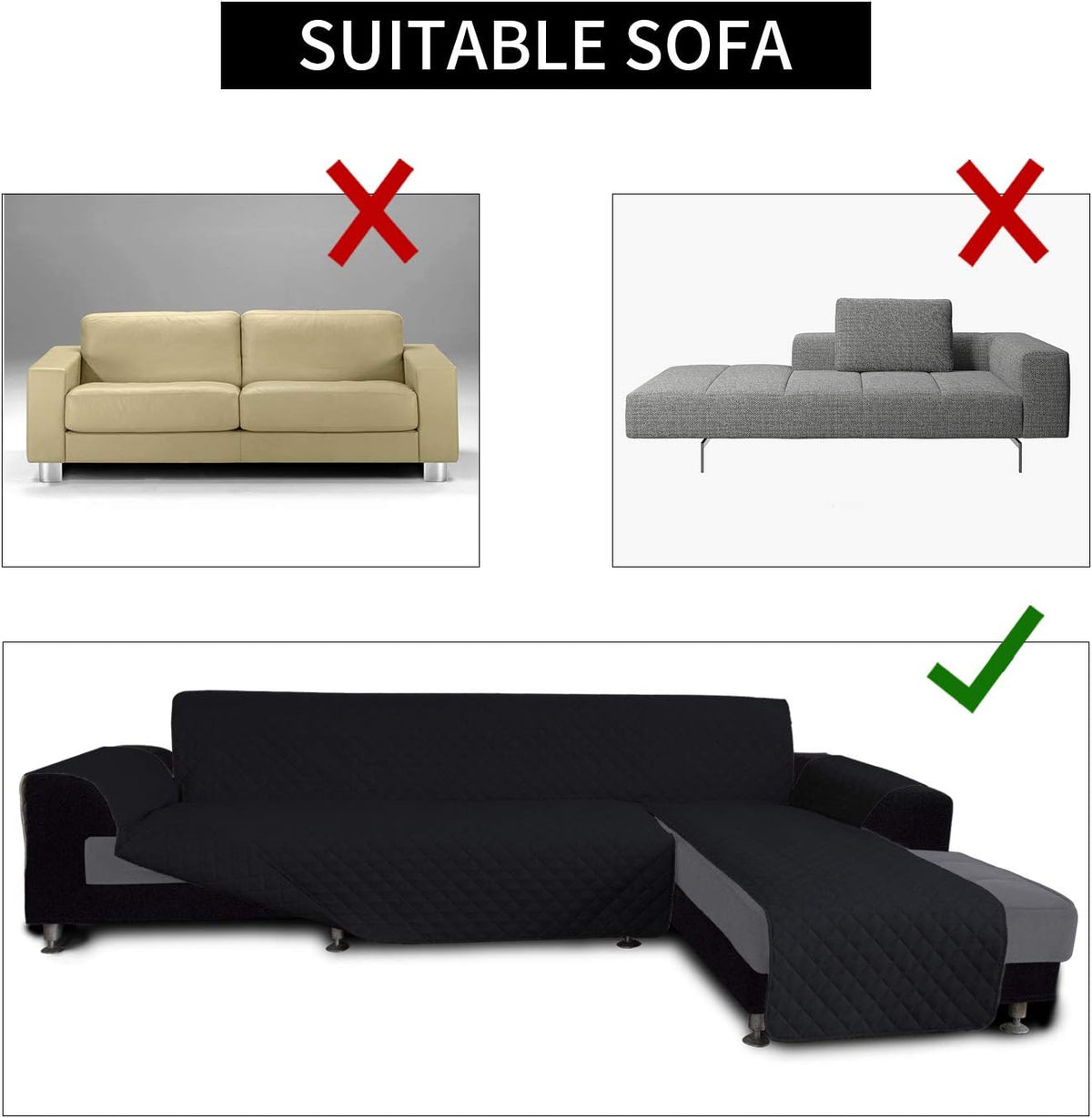 Easy-Going L Shape Sofa Slipcover - Reversible Sectional Couch Cover - Furniture Protector for Pets