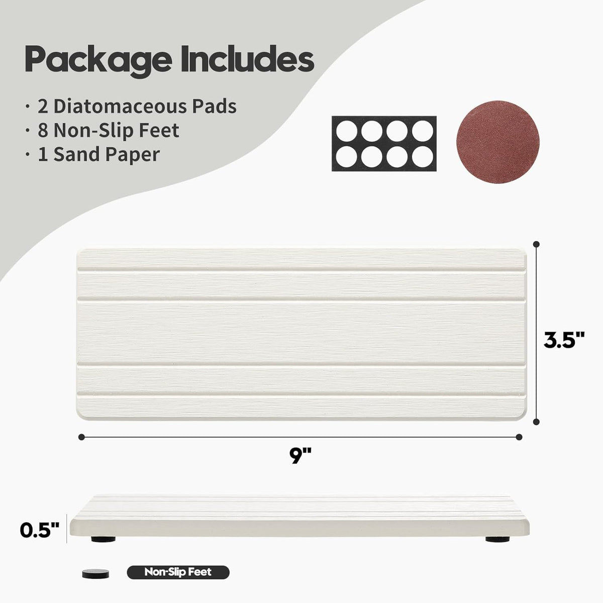 2PCS Diatomite Quick Stone Drying Tray Mat for Bathroom & Kitchen Counter, Instant Dry Water