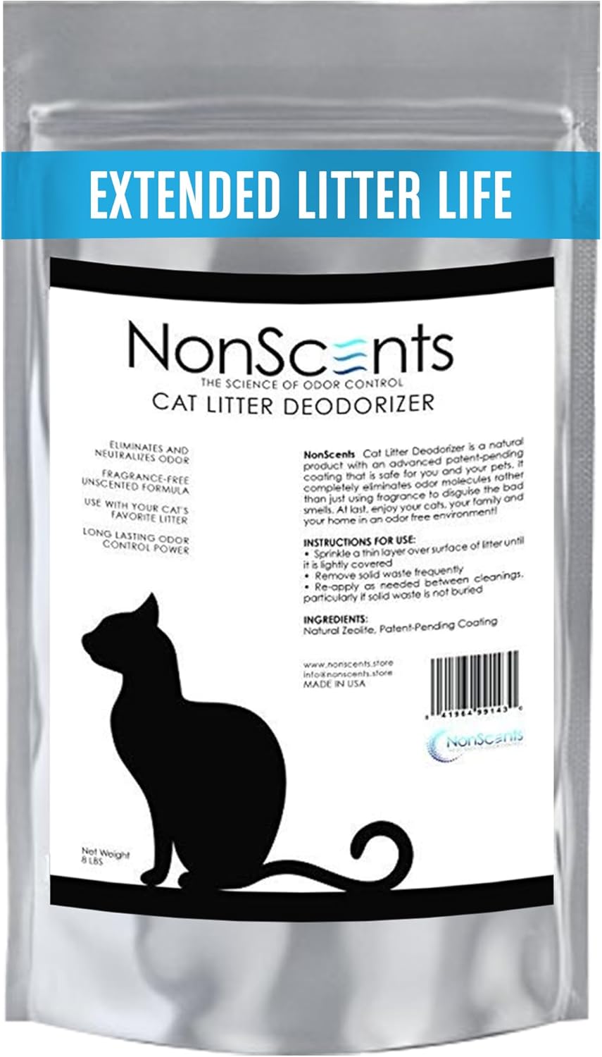 NonScents Cat Litter Deodorizer - Litter Box Odor Eliminator - Less Scooping Extends Kitty Litter