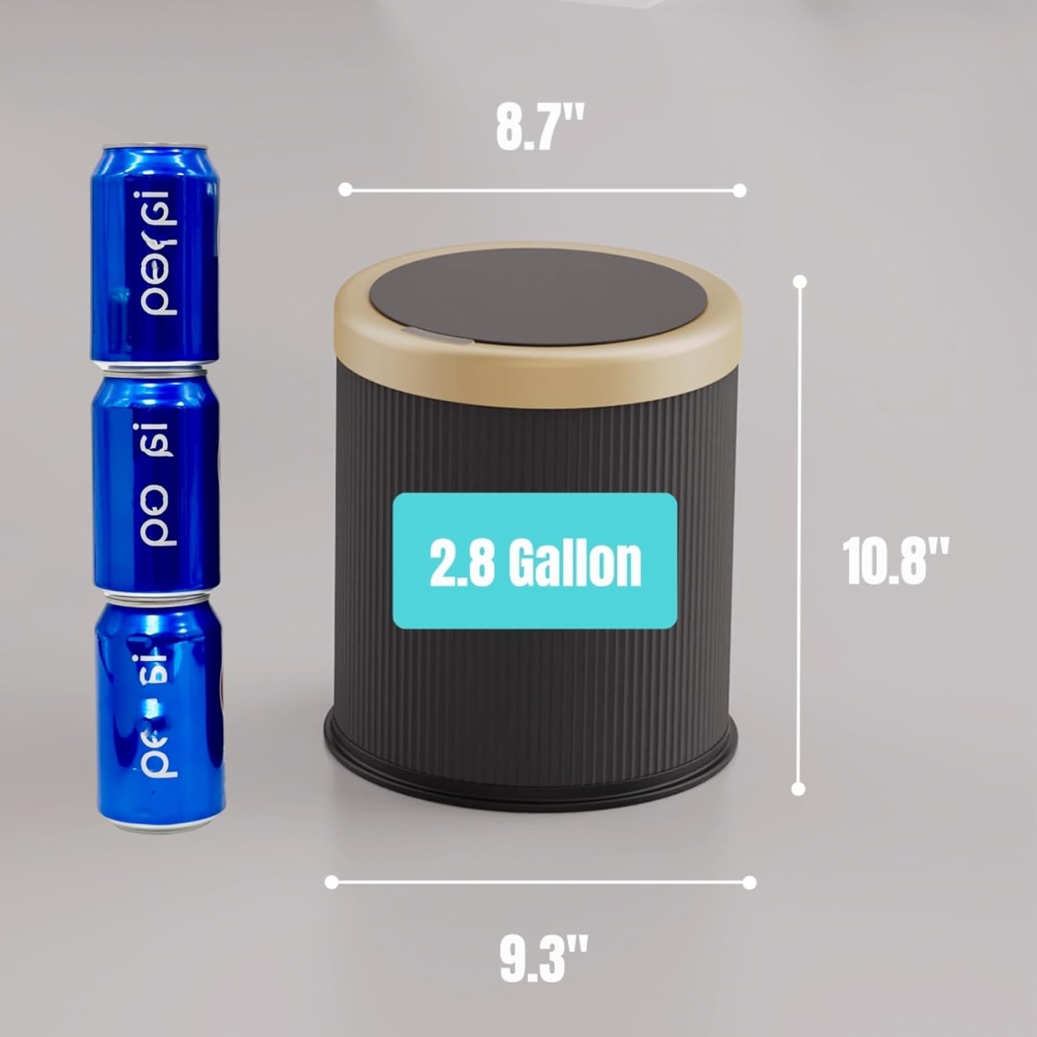 URALFA Automatic Motion Sensor Bathroom Trash Can with Lid, 10.5 Liter / 2.8 Gallon Touchless Trash