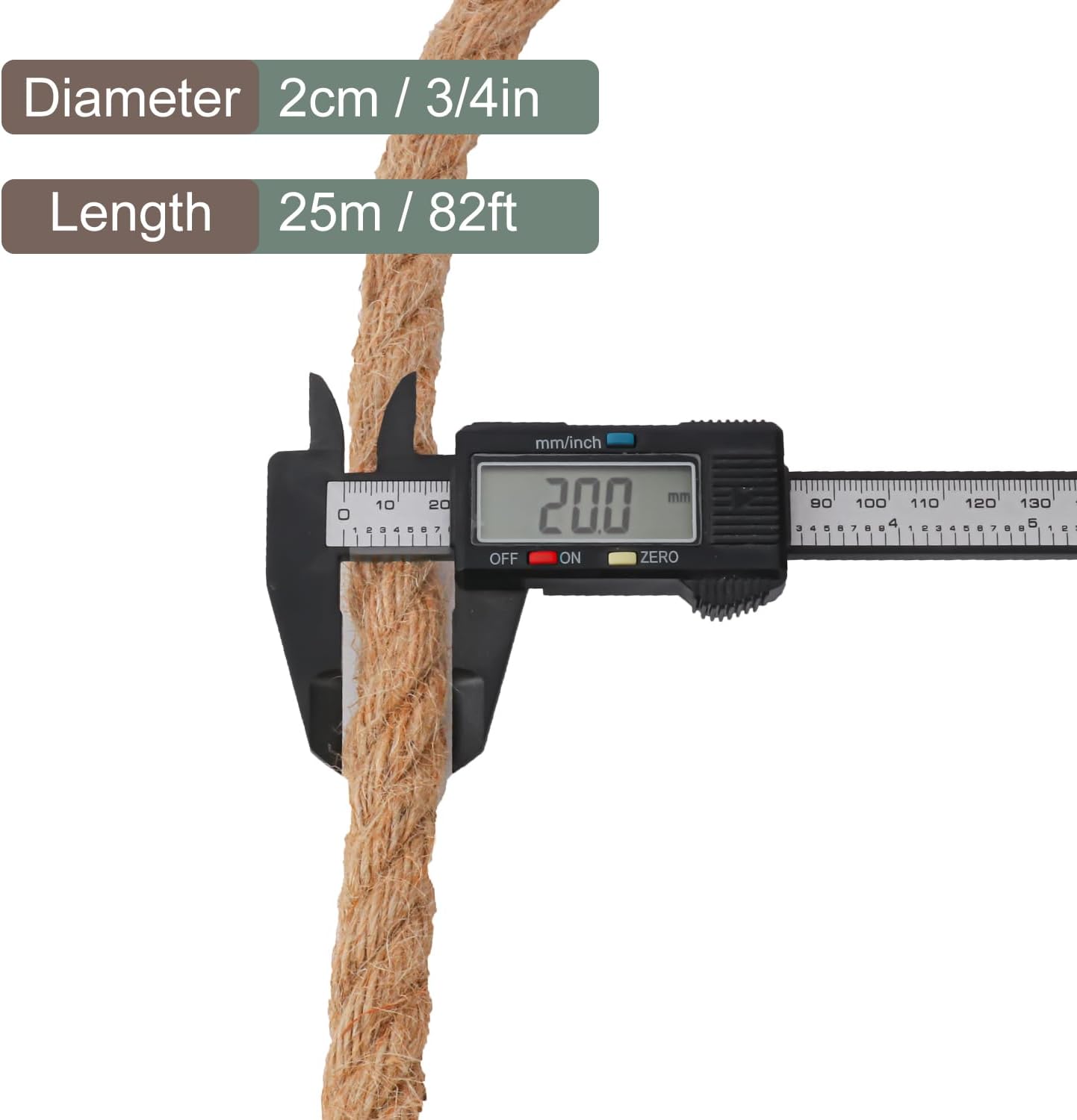 3/4 inch Hemp Rope, 82 Feet Twisted Manila Rope for Scratching Posts, Camping, Garden, Crafts, DIY