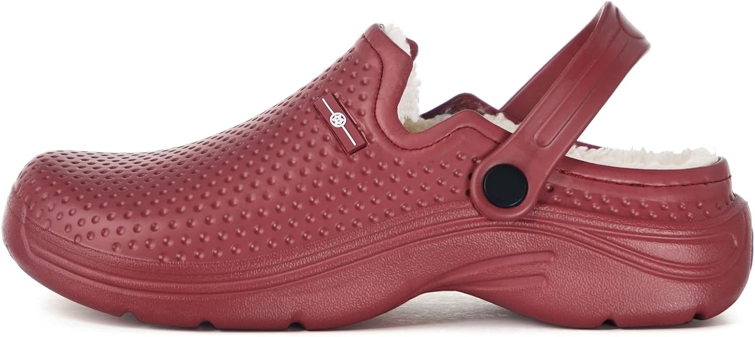 Womens Mens Fur Lined Clogs Waterproof Garden Shoes Winter Warm Fleece Lining Fuzzy House Home