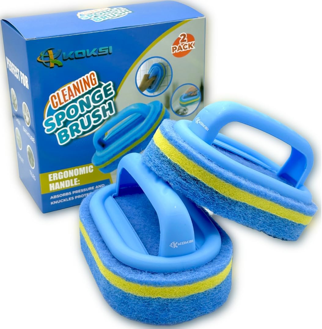 2-Piece Cleaning Brush for Bathroom Kitchen Bathtub Toilet Cleaner All Purpose Shower Sponge