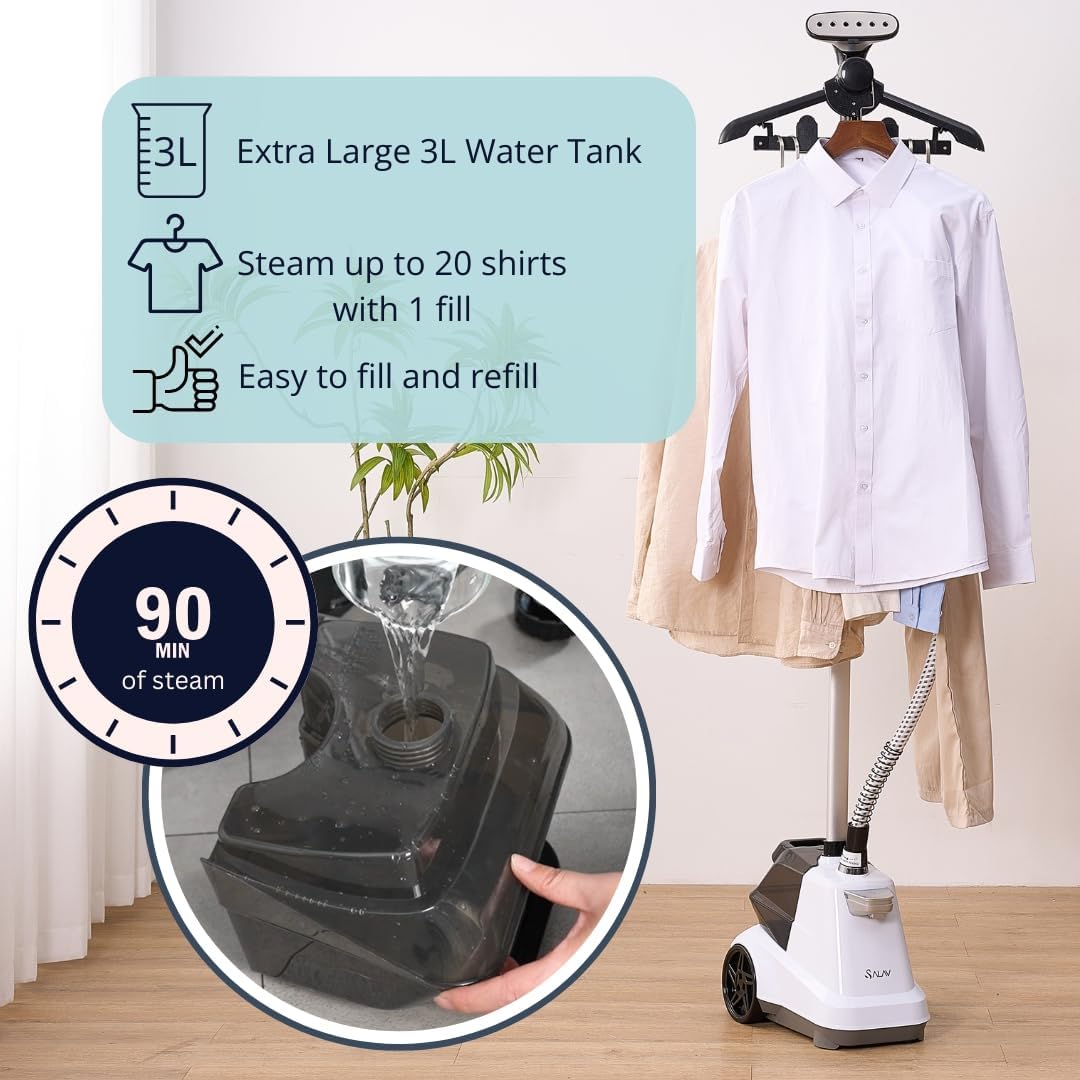 SALAV Commercial-Grade Standing Garment Steamer for Clothes with Auto-Off Safety 1800W Powerful