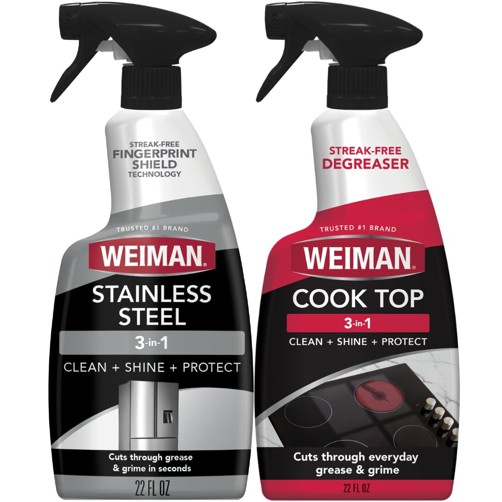 Weiman stovetop and stainless steel cleaner kit, two 22 oz bottles