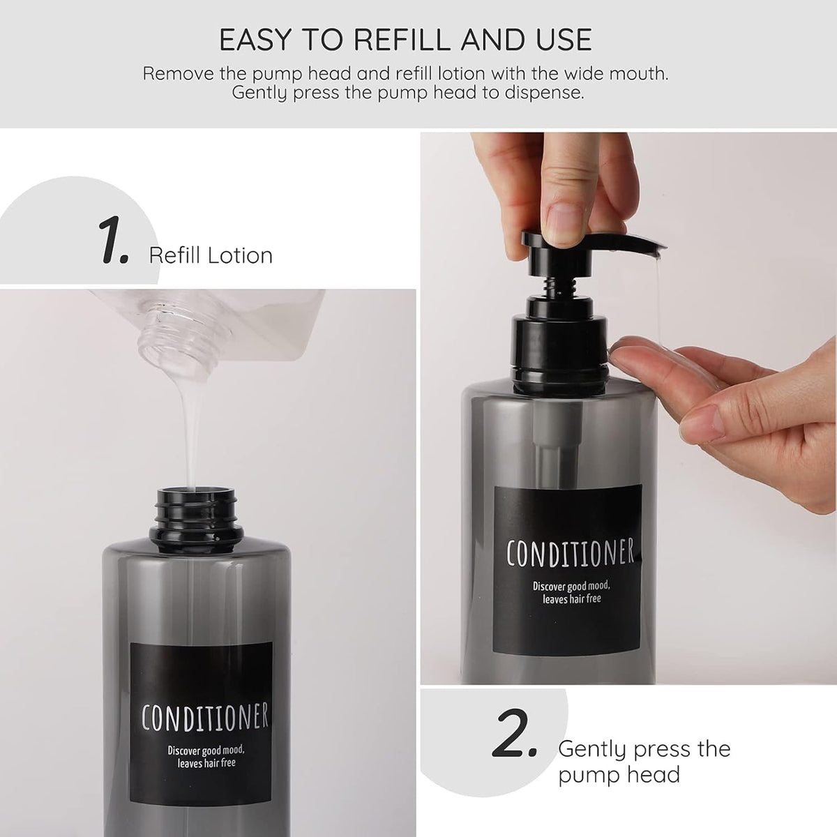 Refillable Shampoo Bottles, Segbeauty 16.9oz Shampoo Dispenser, 3pcs 500ml Empty Plastic Pump