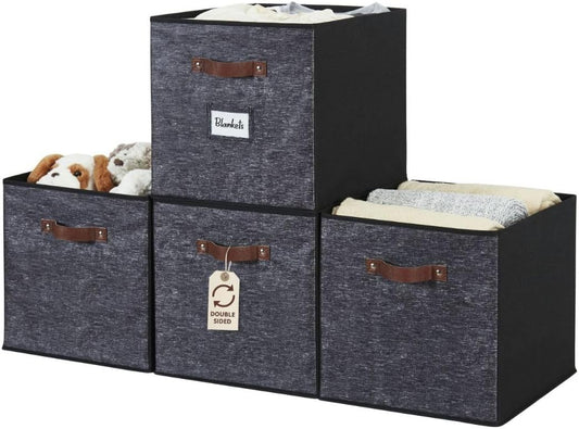 DECOMOMO Storage Baskets, 13x15x13 Storage Cube Bins with Labels for Organizing Shelves Kallax