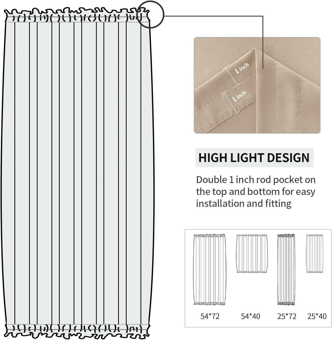 DWCN French Door Curtains – Rod Pocket Thermal Blackout Curtain for Doors with Glass Window