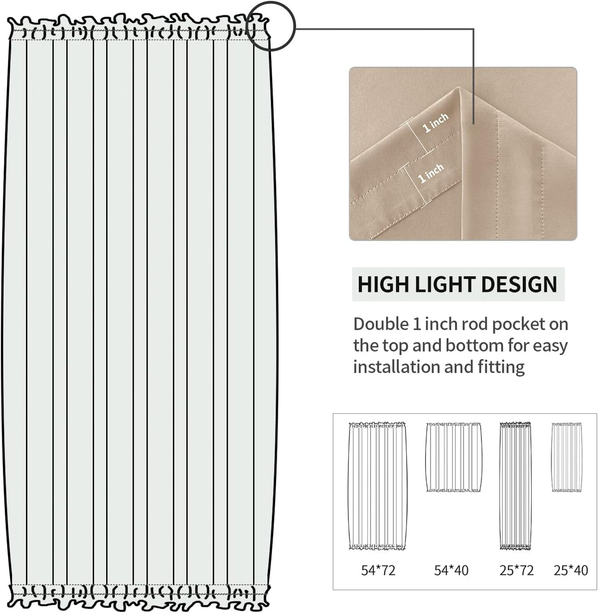 DWCN French Door Curtains – Rod Pocket Thermal Blackout Curtain for Doors with Glass Window