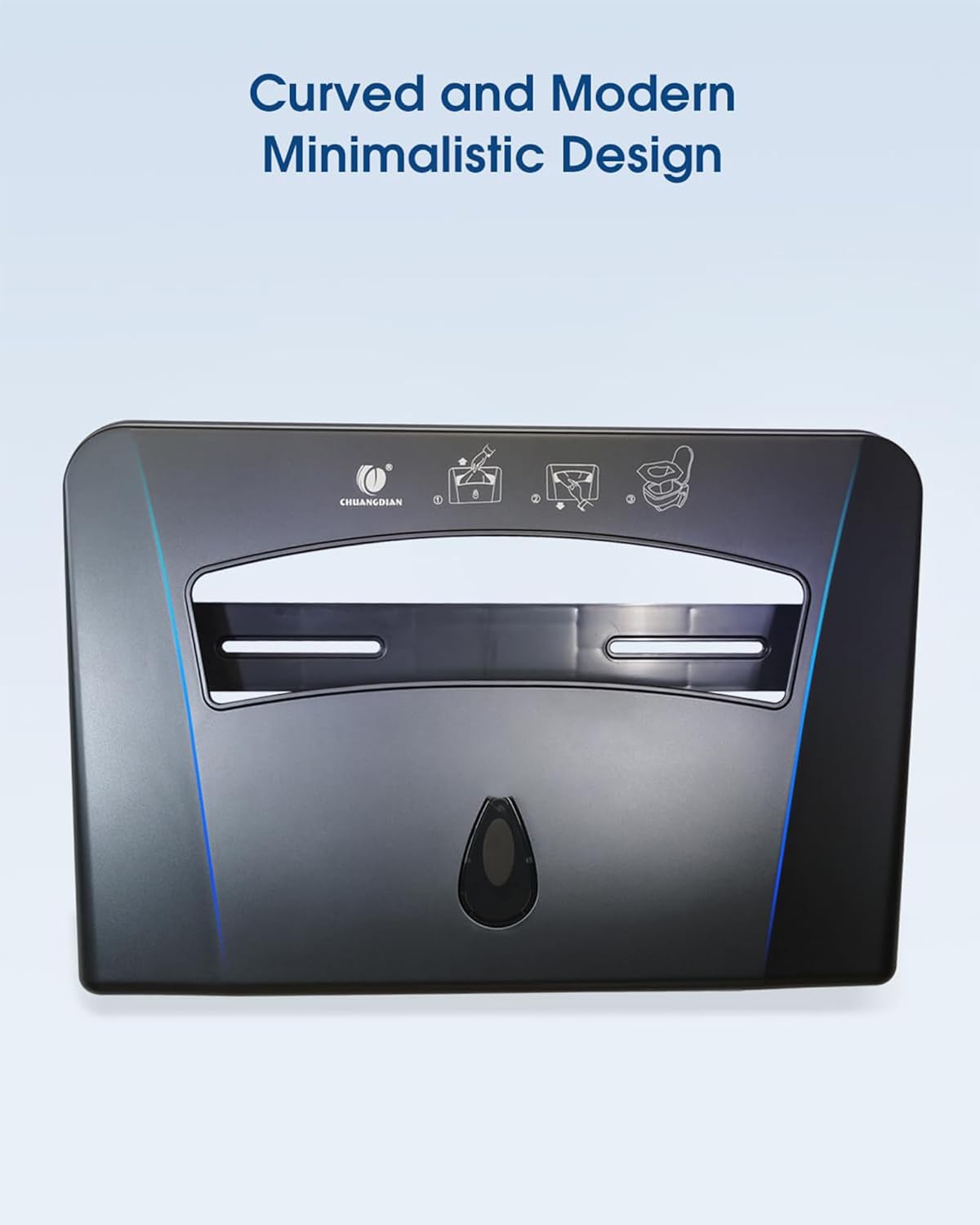 Toilet Seat Cover Dispenser (2-Pcs), Wall Mounted Compatible with Half-fold, CHUANGDIAN, Dark Grey