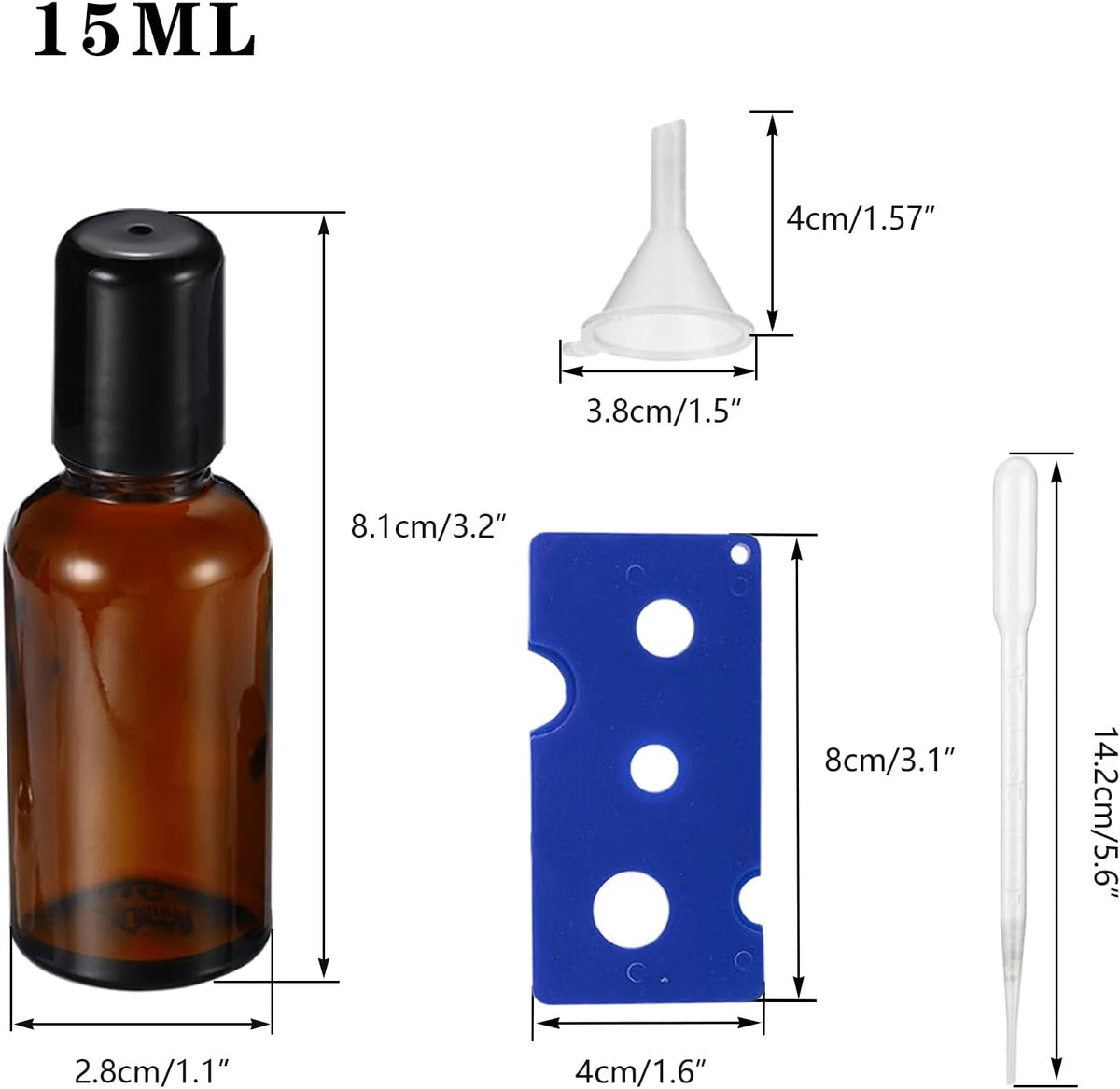 15ML Roller Bottles for Essential Oil, 4 Pack Empty Amber Glass Roller Bottle for Perfume Oil, Roll