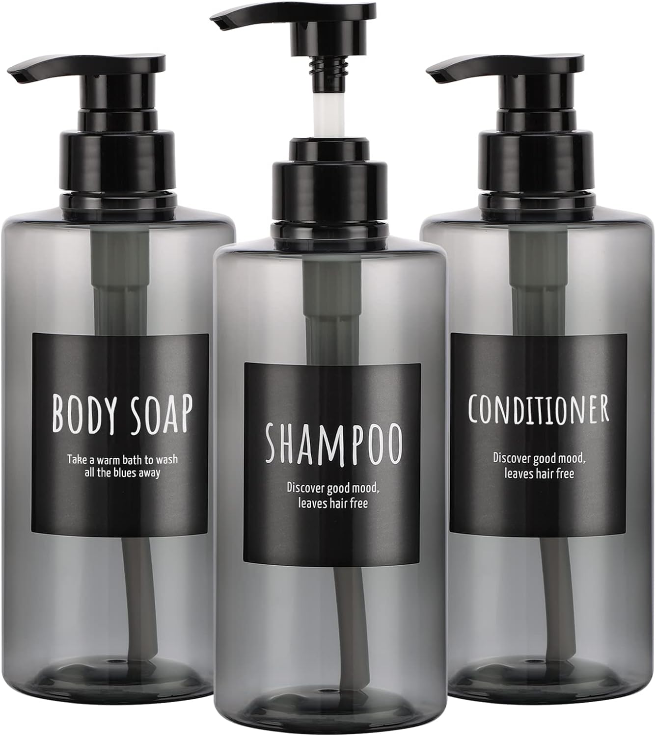 Refillable Shampoo Bottles, Segbeauty 16.9oz Shampoo Dispenser, 3pcs 500ml Empty Plastic Pump
