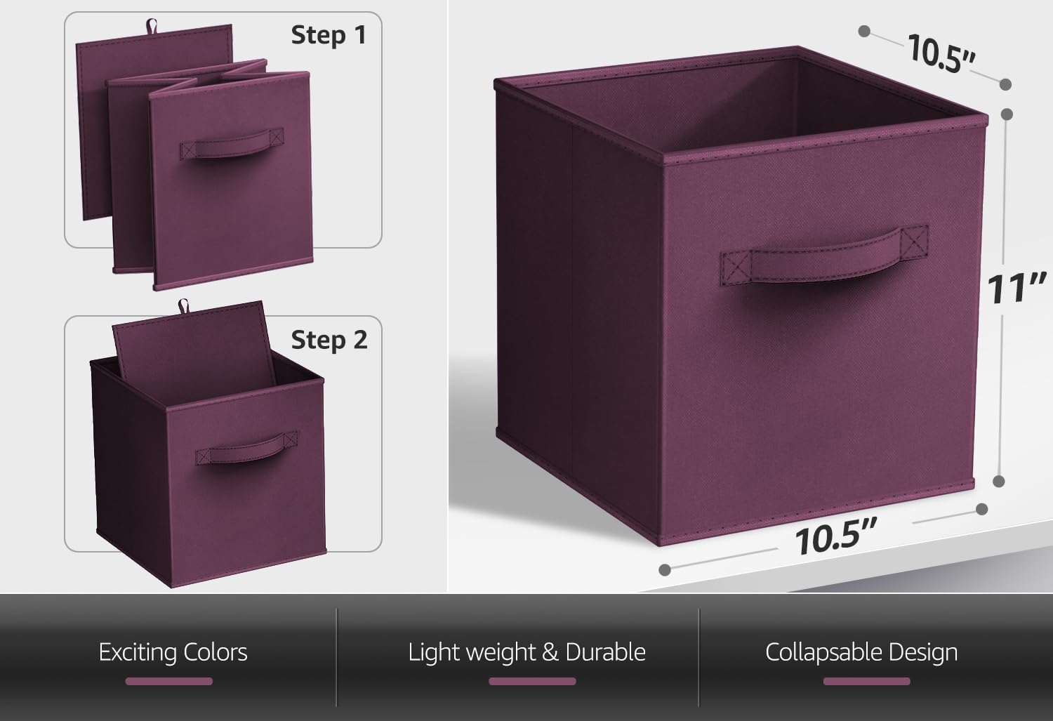 Sorbus Fabric Storage Cubes - 8 Foldable Storage Bins for Organizing Pantry, Cubbies, Toy Box