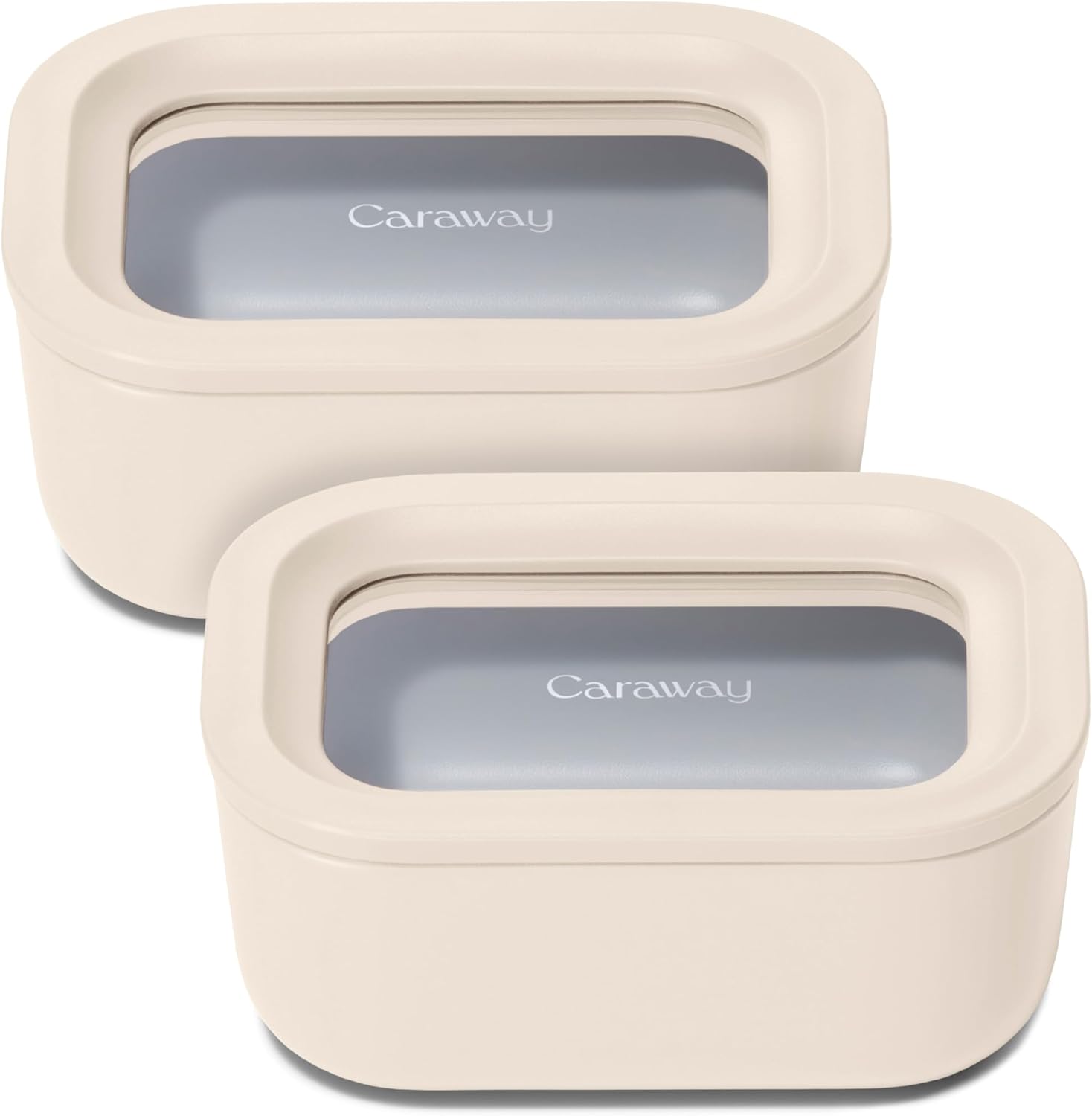 Caraway 2pc Glass Food Storage Set - 2.6 Cup Food Containers (2) - Non-Toxic Ceramic-Coated Glass