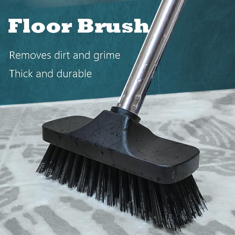 Push Broom Brush Stiff Bristles Floor Cleaning Brush Multi-Purpose Scrubber Brushes for Bathroom