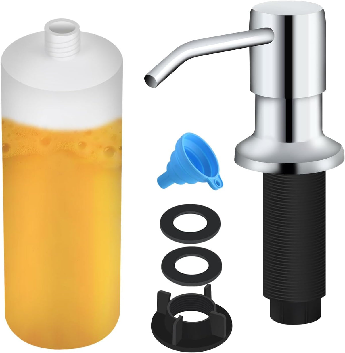 Soap Dispenser for Kitchen Sink, Built in Sink Soap Dispenser Lotion Dispenser with 17 OZ Bottle