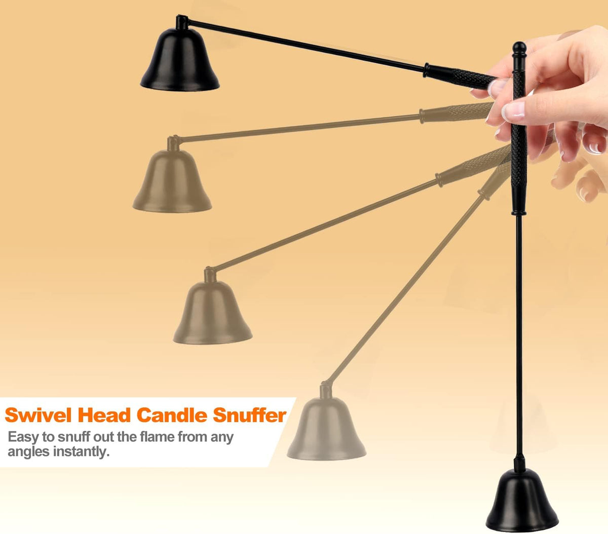 Candle Snuffer Black, Elegant Candle Extinguisher Snuffer Accessory with Long Handle for Putting