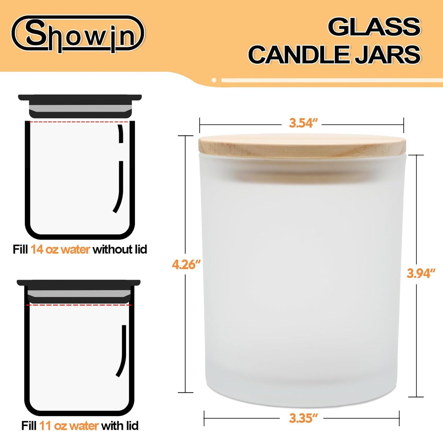 14 OZ Thick Candle Jars for Making Candles 12 Pcs, 3 Wick Empty Jars with Wood Lids for Candle