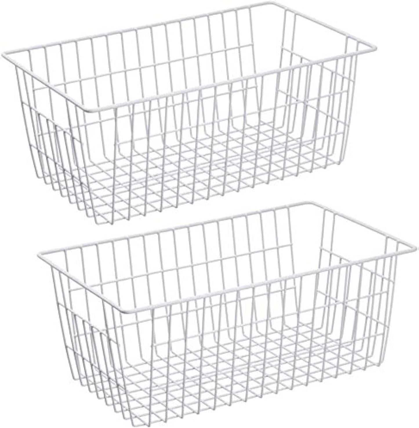 Slideep Freezer Baskets Farmhouse Organizer Storage Basket with Handles, Food Storage Bin for