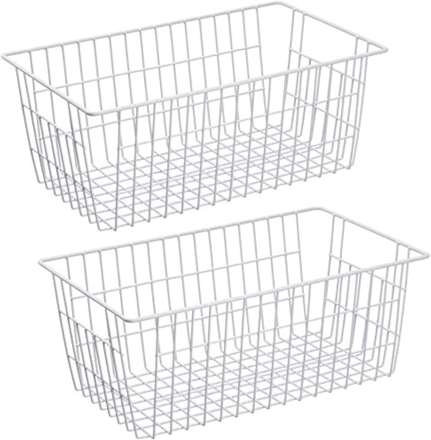 Slideep Freezer Baskets Farmhouse Organizer Storage Basket with Handles, Food Storage Bin for