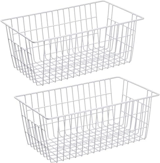 Slideep Freezer Baskets Farmhouse Organizer Storage Basket with Handles, Food Storage Bin for