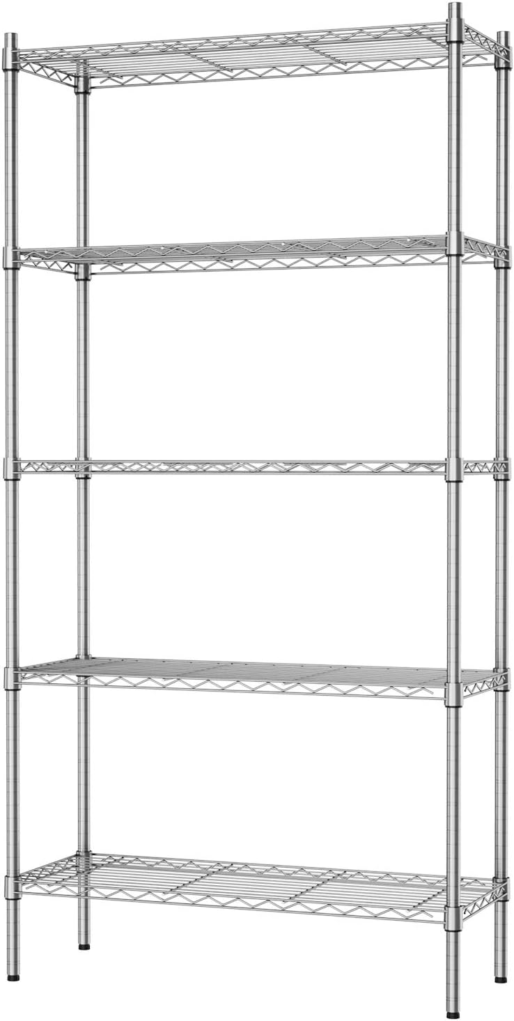 Auslar 5-Shelf Storage Shelves Heavy Duty 5 Tiers Standing Large Shelving Units Adjustable Metal