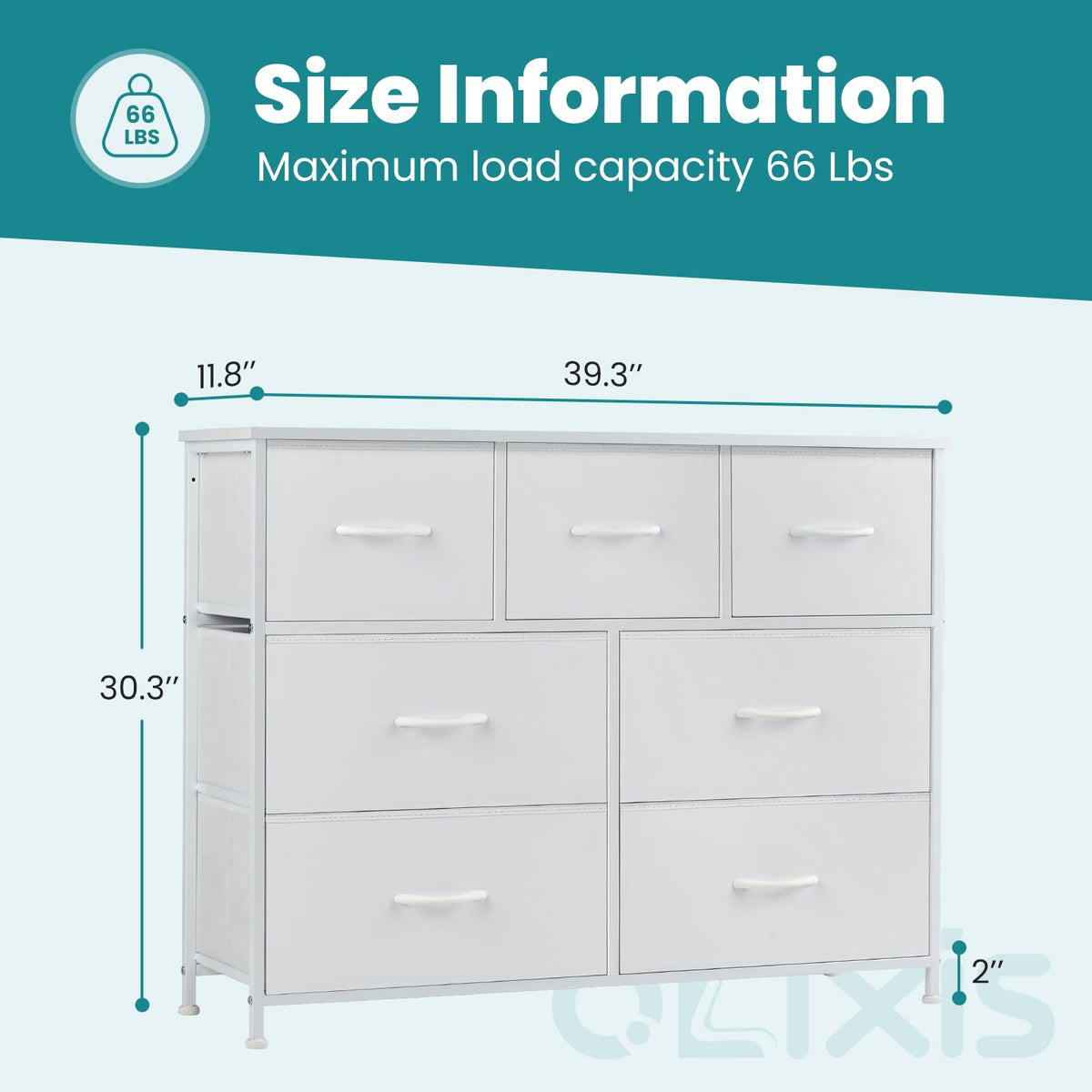 OLIXIS 7 Drawer Fabric Dresser, Storage Tower for Bedroom and Closet