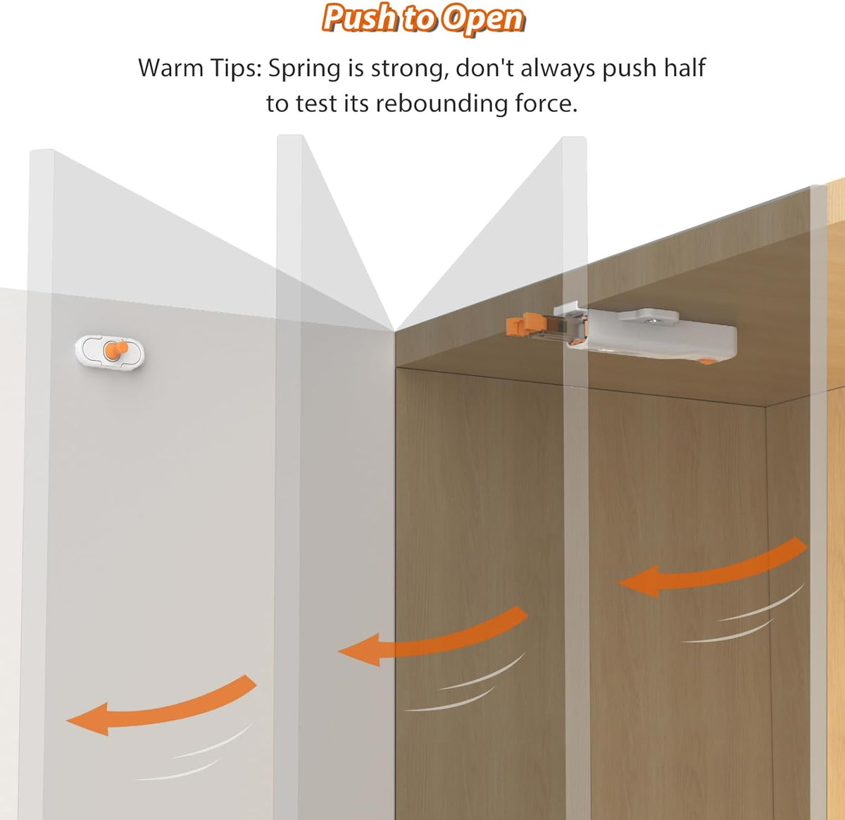 Jiayi Push to Open Door Catches Heavy Duty 2 Pack Push Opener Door Latch for Cupboard White Touch