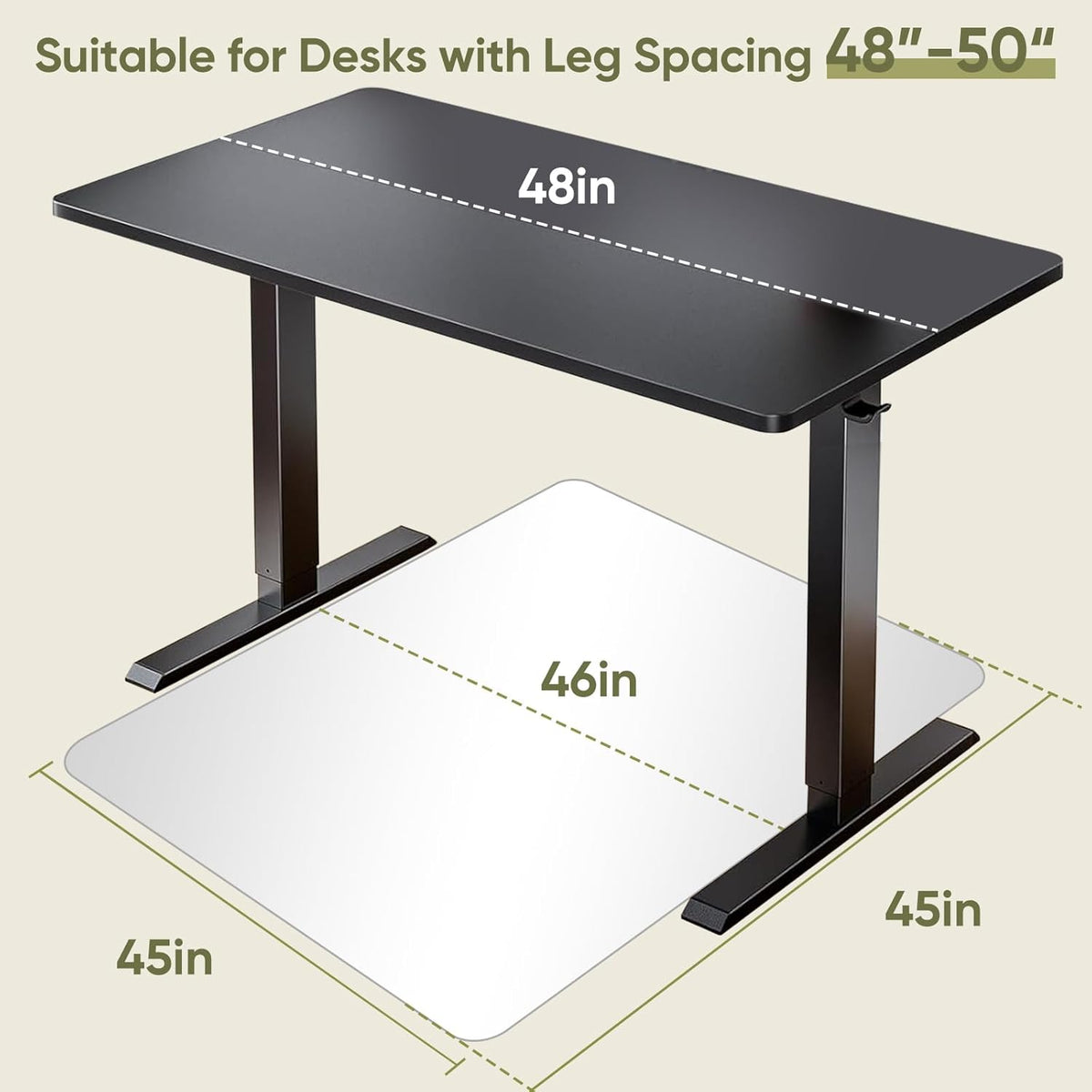 Office Chair Mat for Carpet & Hardwood, Upgraded 45" x 45" Tempered Glass Chair Mat for Office